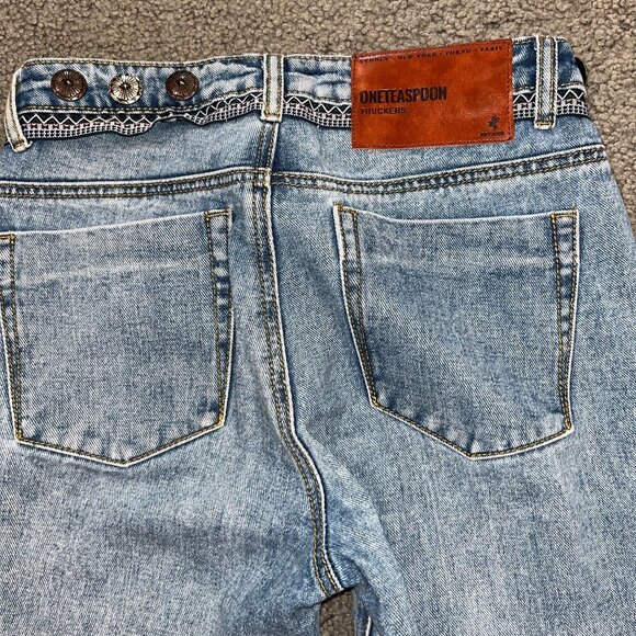 ONETEASPOON ONE TEASPOON TRUCKERS Western Concho Embellished Blue Jeans 24/26 - Picture 5 of 16